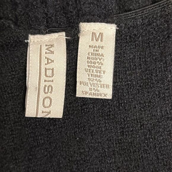 Madison Black Open Front Cardigan Sweater Women's Long Sleeve Ruffle Trim Size S - Picture 3 of 11